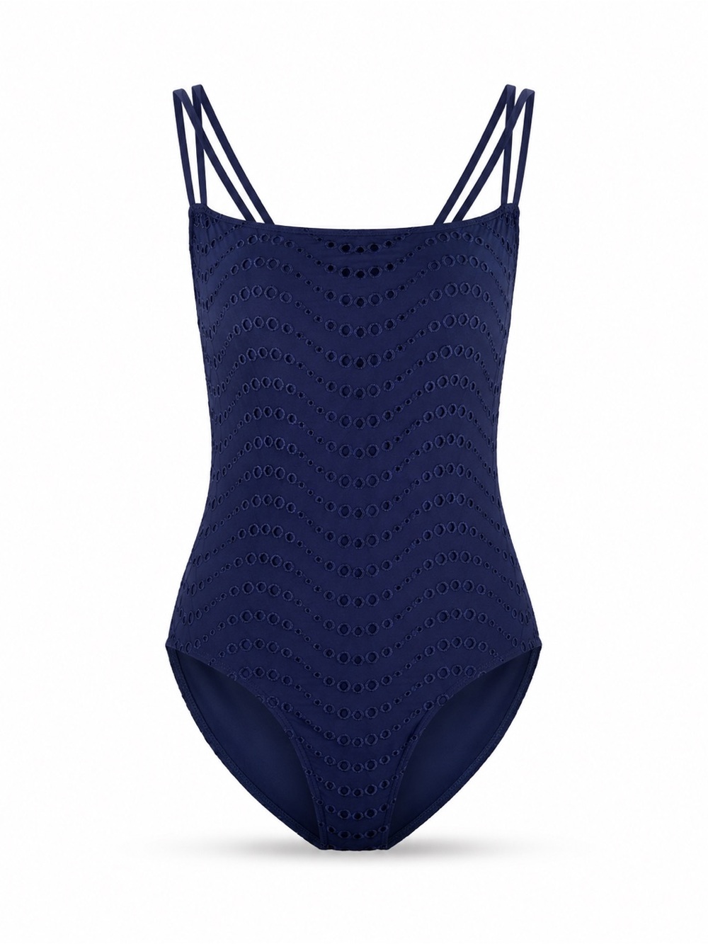 LA BLANCA Blue Eyelet One-Piece Swimsuit NWT Sz 8